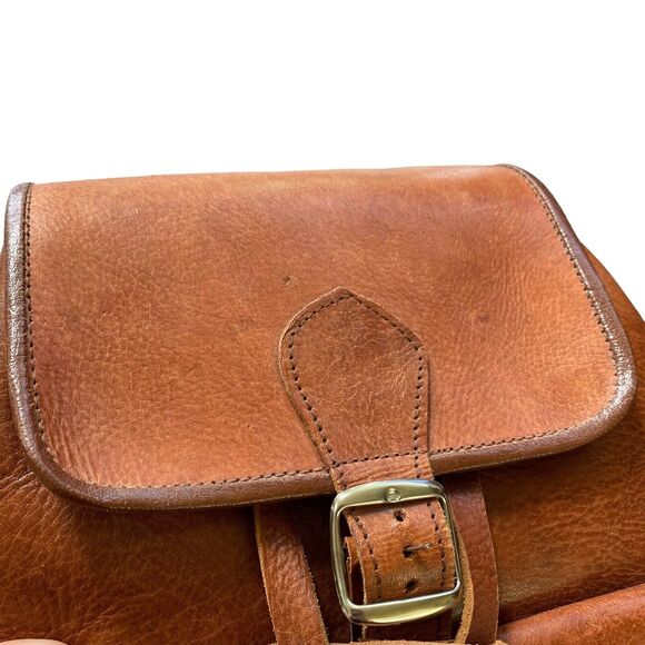 Vintage Tan Leather Drawstring Backpack Rucksack Rugged Bag Brown main image 14